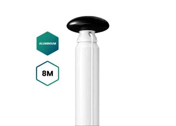 Vlaggenmast Aluminium 8m wit